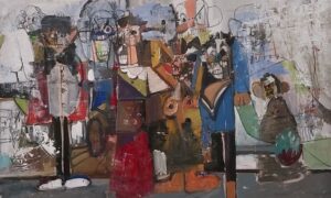 Condo déploie au MAM un parcours où histoire de l’art, humanoïdes et ruptures formelles composent une méditation sur la psyché et la matière picturale. (c) George Condo, Central Park, 2009, The Broad Art Foundation. Détails